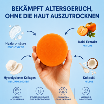 Nie wieder Altersgeruch – Japanische Deodorant-Seife mit Persimmon-Tanninen (100g)
